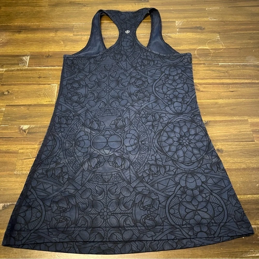 Lululemon Soulcycle Tank Top Limited Edition Blue Printed Logo Long Line Floral